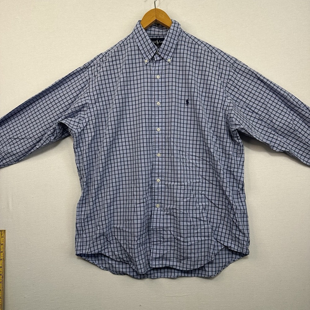 Ralph Lauren Men's Large‎ Long Sleeve Button Up Blake Blue Checkered